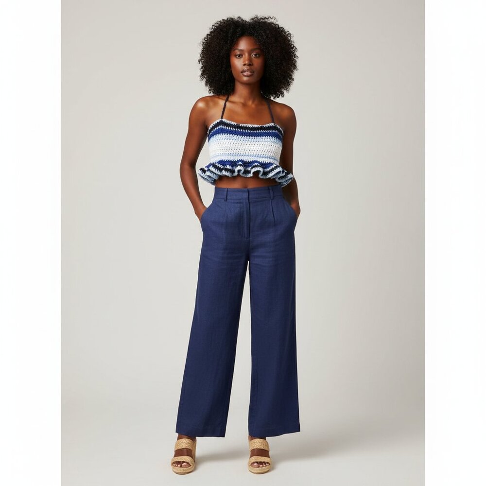 Hand Crafted Blue Ruffle Crochet Croptop